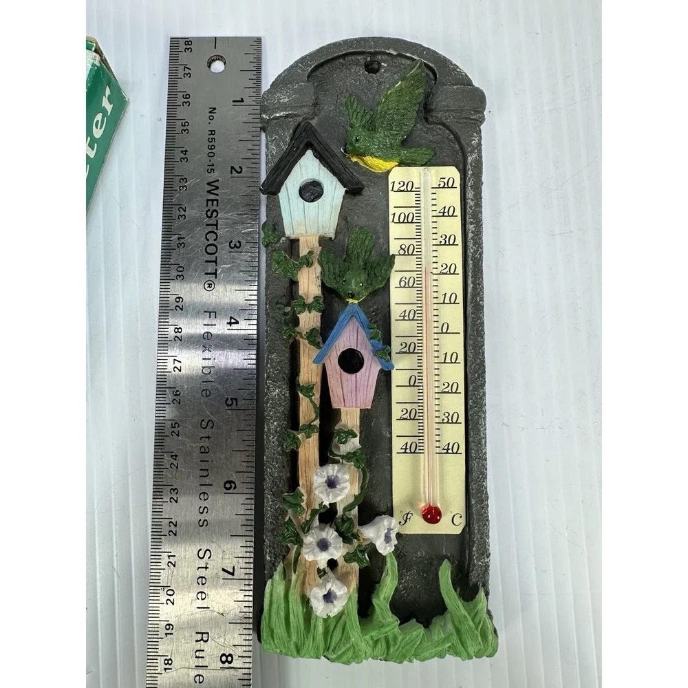 VTG giftco Inc Wall Thermometer Birds Birdhouse 2.75 x 7.5